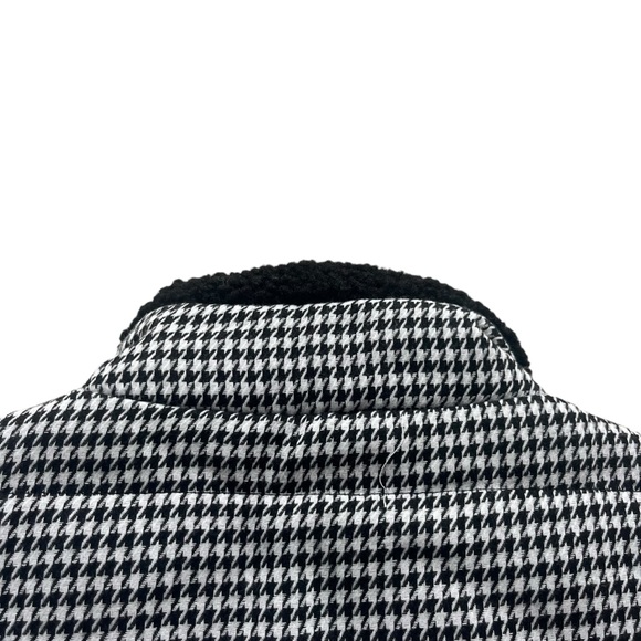 Staccato Women’s S Black White Houndstooth Knit Sherpa Collar Zipper Puffer Vest - Picture 9 of 15